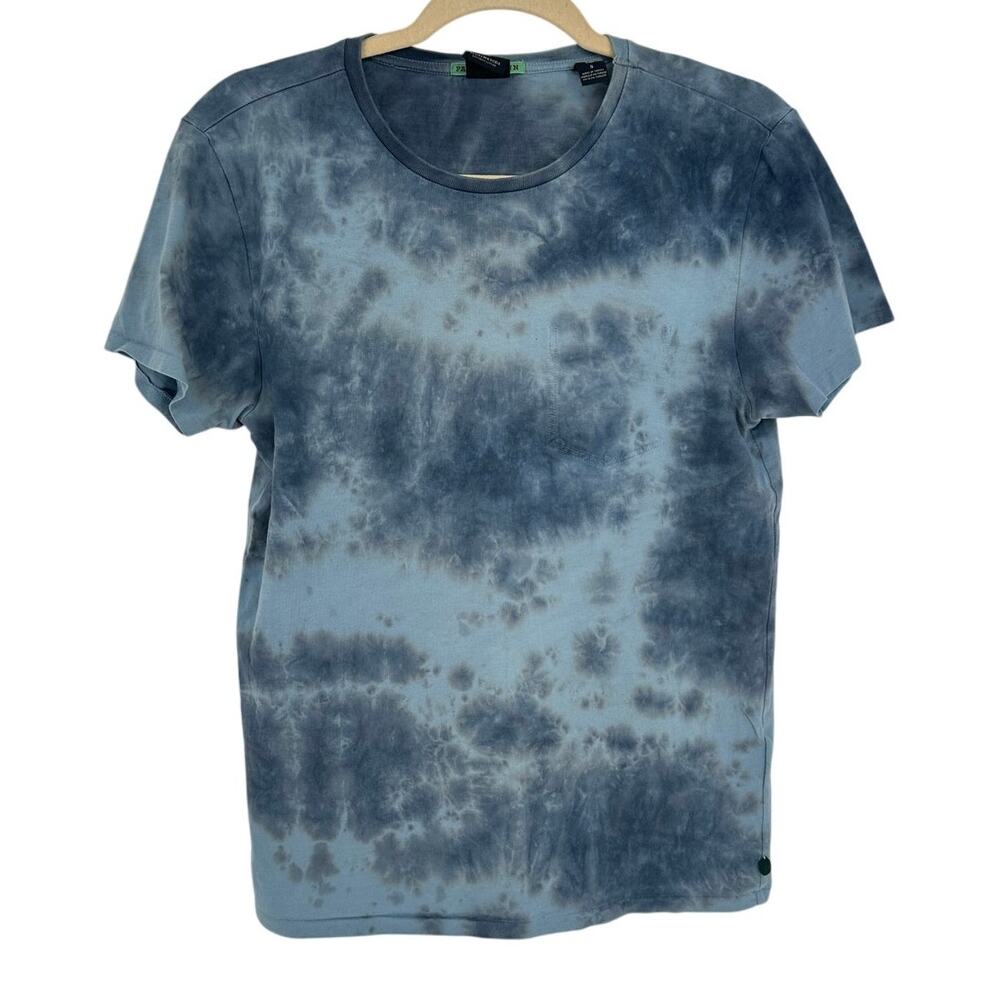 Scotch & Soda Tie Dye Tee Shirt Blue Brown S Retro Indie Summer Pocket Premium